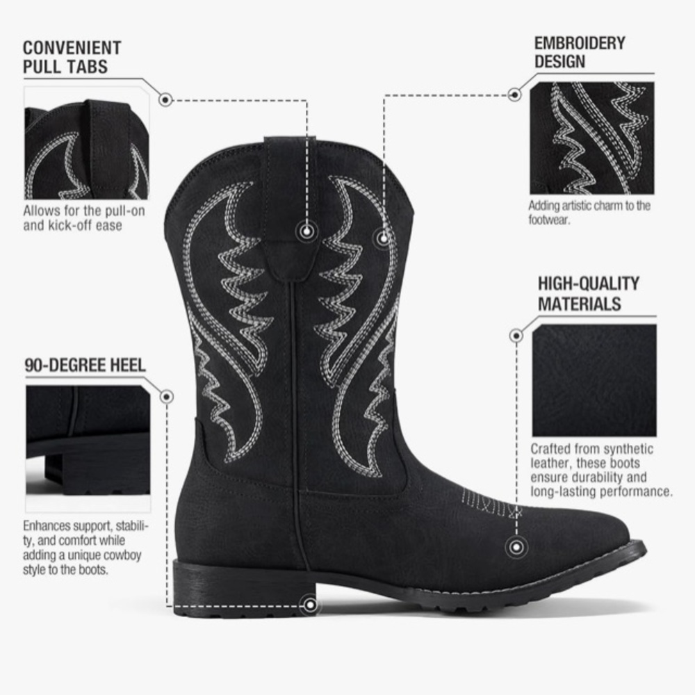 Rollda Cowboy Boots for Men Western Boots